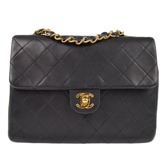 Chanel Black Lambskin Classic Square Flap Shoulder Bag - Picture 1 of 9